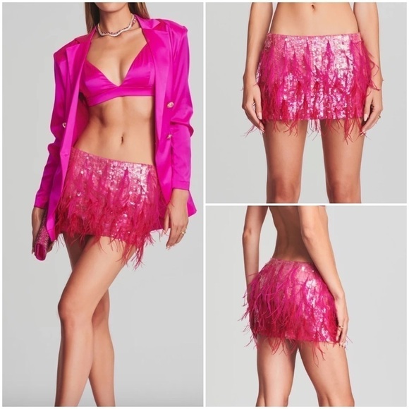 Retrofete Athana sequin feather-trim skirt - Picture 1 of 16